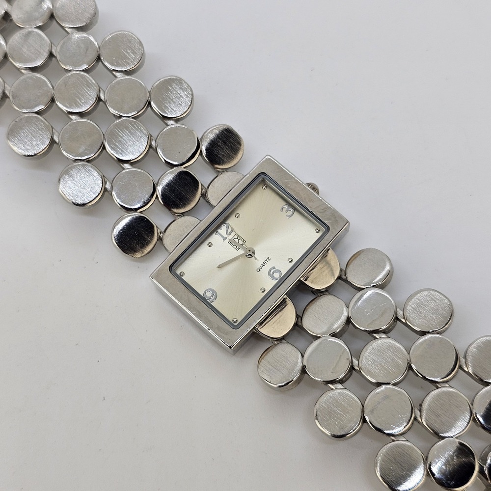 NYC Women Analog Watch 34MM Champagne Dial Gray Bracelet Band 5.75" NEW Battery